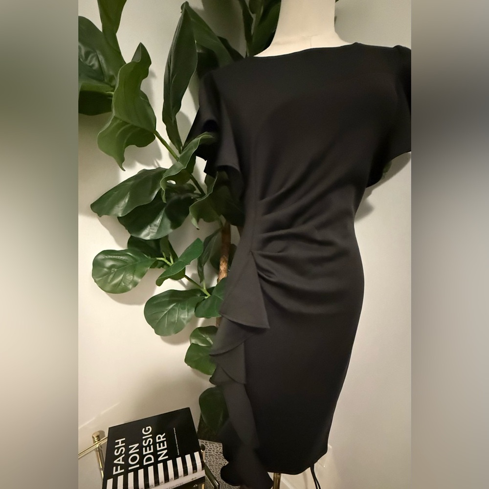 New black ruffle midi dress - Picture 11 of 12